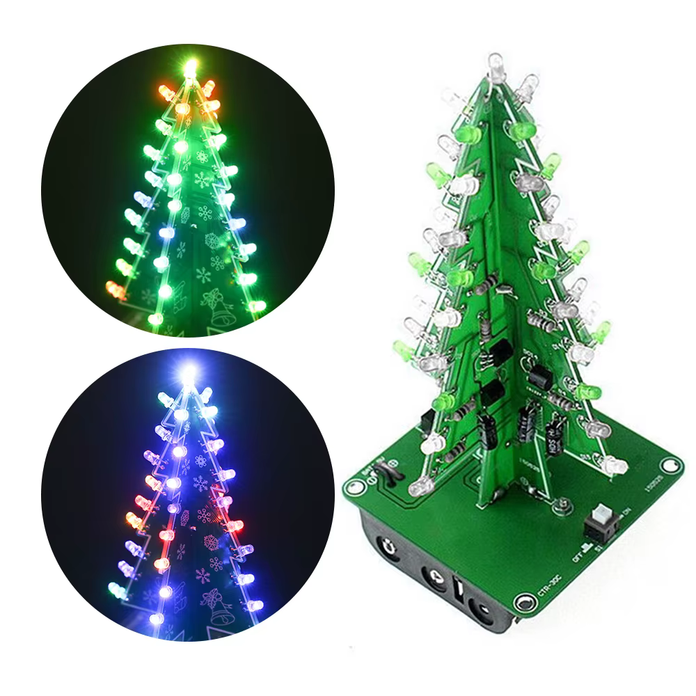 DIY Colorful Easy Making LED Light Christmas Tree  Electronic Learning Kit Module 37PCS LED Light  DIY Christmas Gift