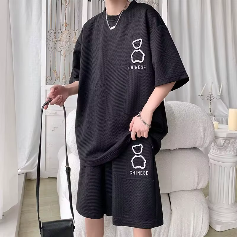 2023 Summer Men's Sets Korean Fashion Men Clothing Tracksuit Men Casual Short Sleeve T Shirts+Shorts 2 Piece Set Men S-6XL