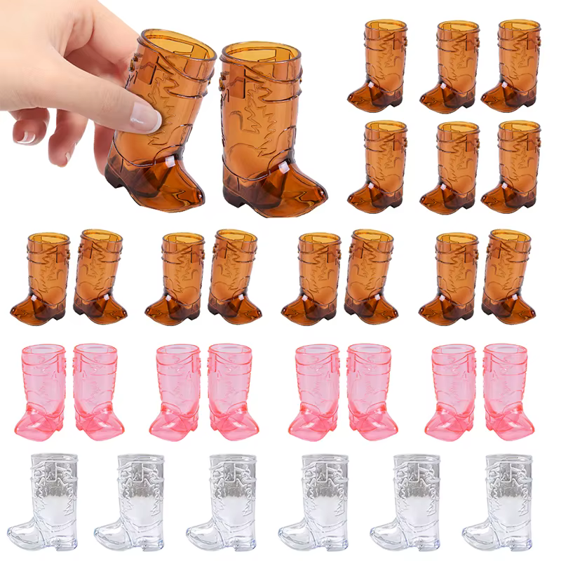 10PCS Cowboy Boot Shot Glasses Mini Plastic Shot Glass Cups For Birthday Party Decorations Cowboy Bachelorette Party Favors