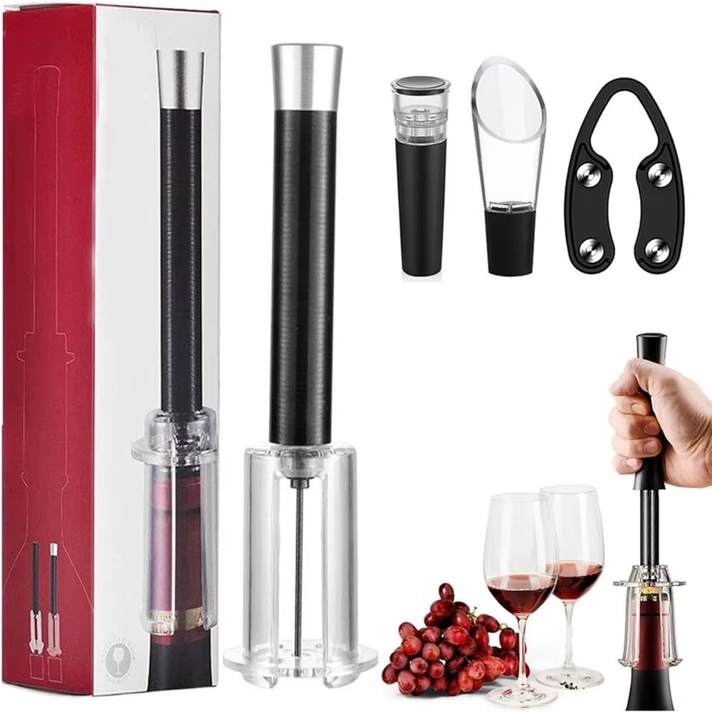 Manual Air Pressure Bottle Opener Wine Opening Set Air Pressure Pump Wine Opener Set Pourer Vacuum Stopper Pump Needle Wine Op