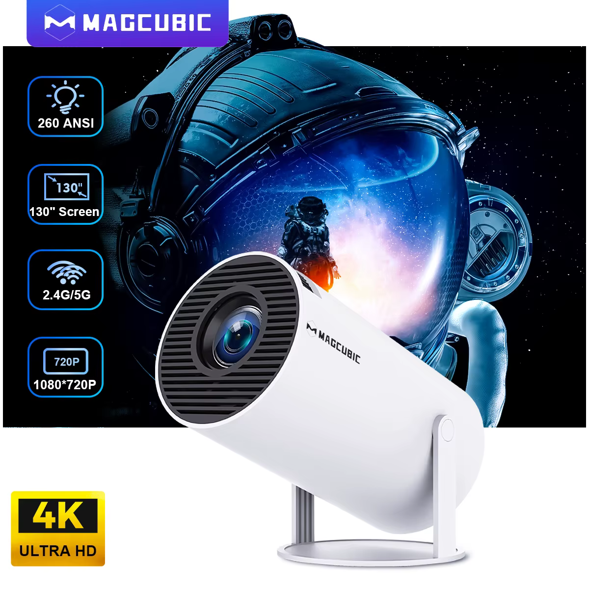 Magcubic Projector 4K Android 11 HY300 Pro Wifi6 260ANSI Allwinner H713 BT5.0 1080P 1280*720P Cinema Outdoor Portable Projetors