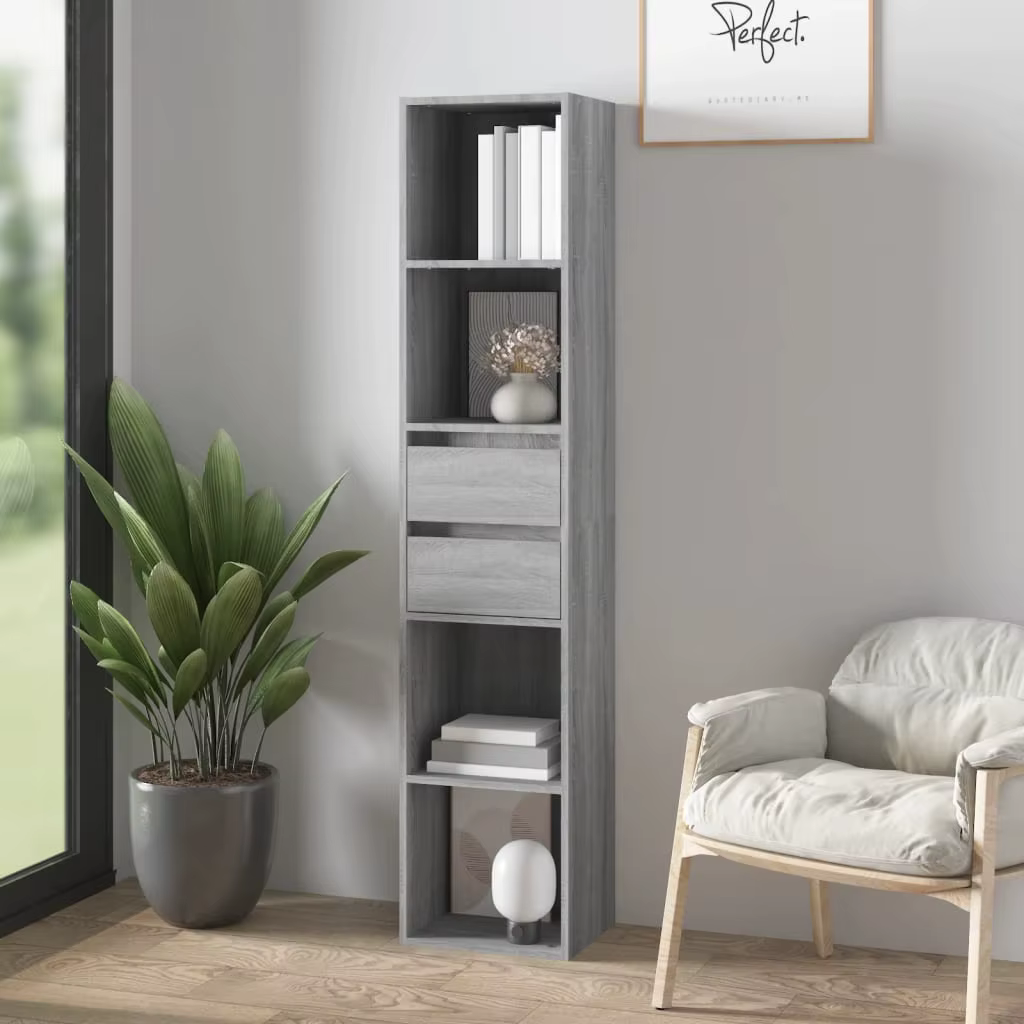 Bücherregal Grau Sonoma 36x30x171 cm Holzwerkstoff,Organizer-Würfel regale,für das Wohnzimmer im Büro
