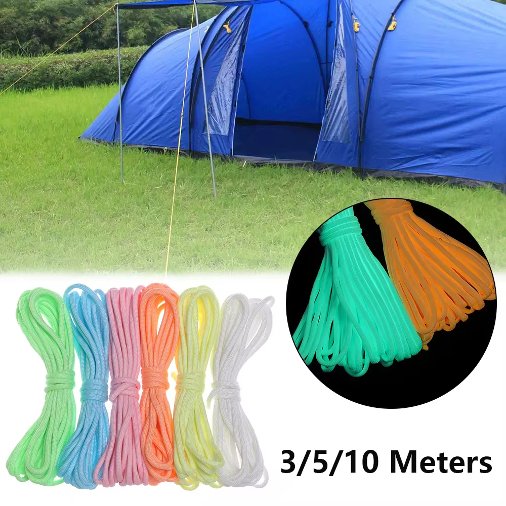 1PC 6 Colors 550LB 7 Strands Luminous Survival Paracord Rope Camp Glow Cords Lanyard Ropes Camping Night Equipment