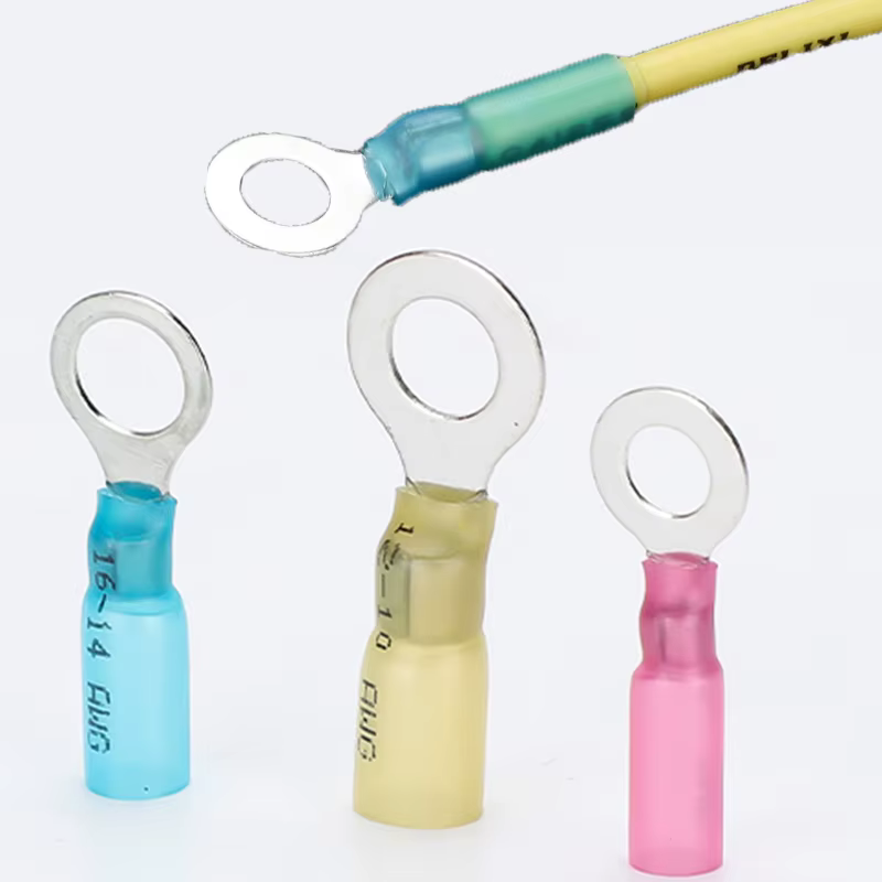 Heat shrink Ring round Insulated Terminals Wire Cable Connectors Wiring Crimp Terminals RV1.25/2-5/6/8 Marine seal up waterproof