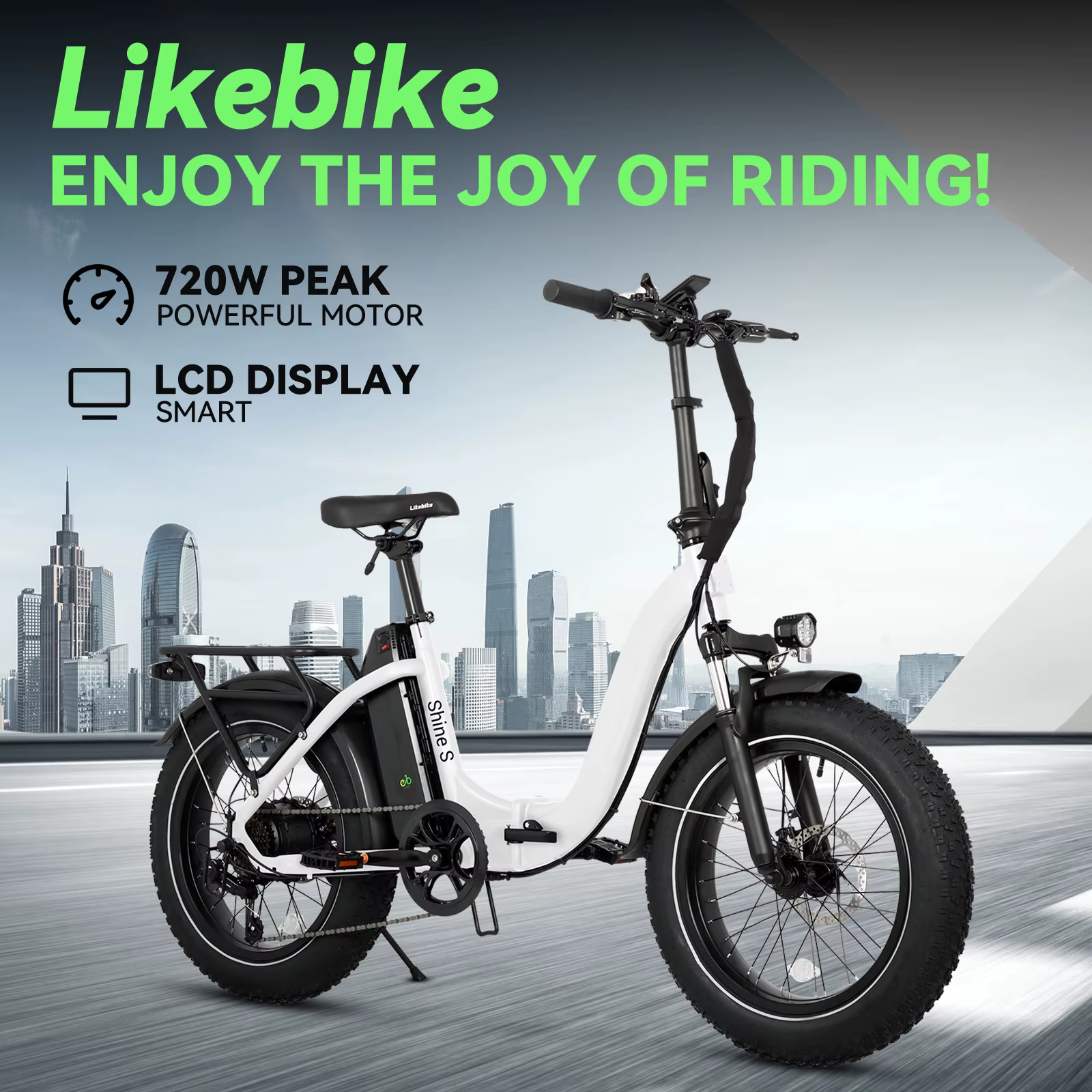 Adult folding electric bicycles, 500W motor (peak 720W), 20 inch 4.0-wide tire electric bicycle, 48V 13Ah detachable battery