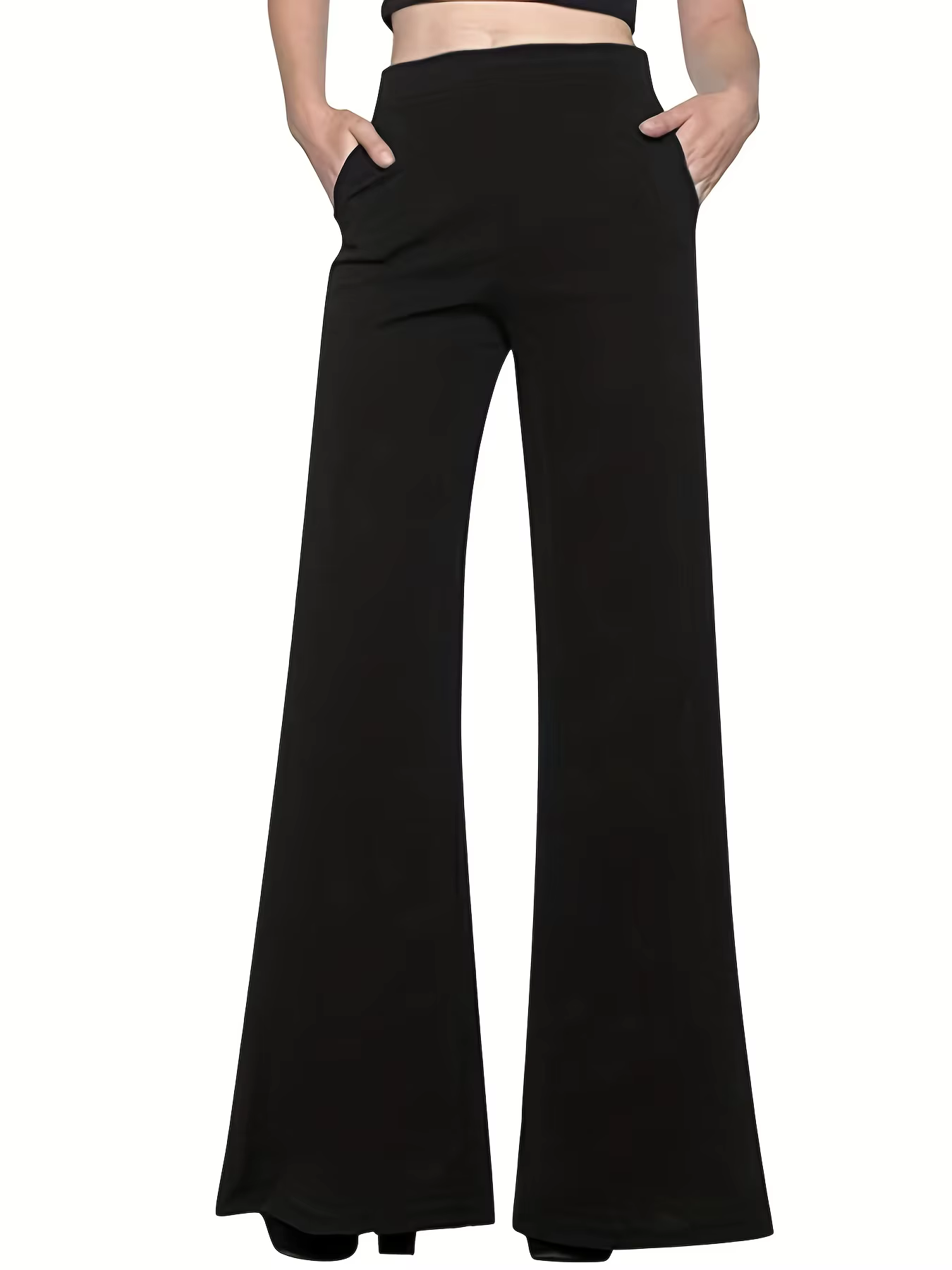 2024 new street style women's plus-size fashion style solid color wide-leg pants nine-point pants