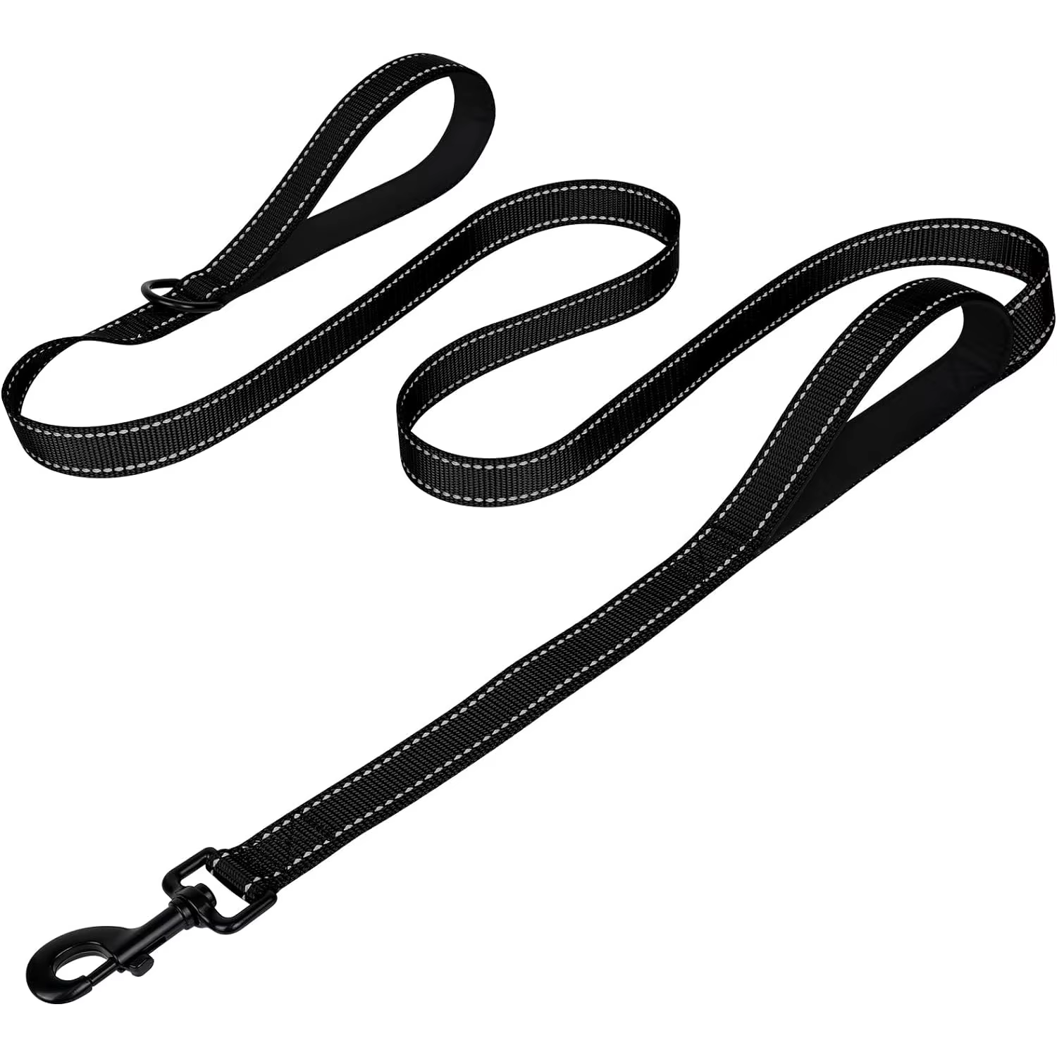Heavy Duty Double Handle Dog Leash with Reflective Strips for Night Safety - Ideal for Large and Extra Large Breeds - Perfect fo