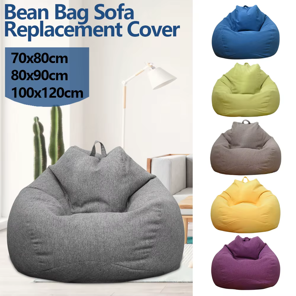 Lazy Sofas Cover Large Bean Bag Cover Without Filler Adults Couch Living Room Bedroom Home Tatami Lounger Comfortable Seat Cover