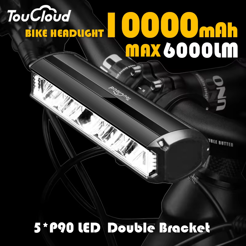 10000mAh Bicycle Light 5P90 LED Front Double Bracket Power Bank MTB Mountain Bicycle Lamp Bike Headlight Cycling Accessorie Tail