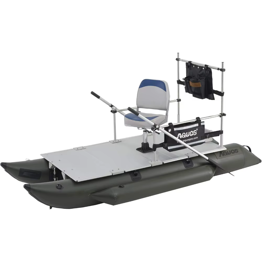 Heavy-Duty for One Series 10.2plus ft Inflatable Pontoon Boat with Stainless Steel Guard Bar and Folding Seat for Fishing