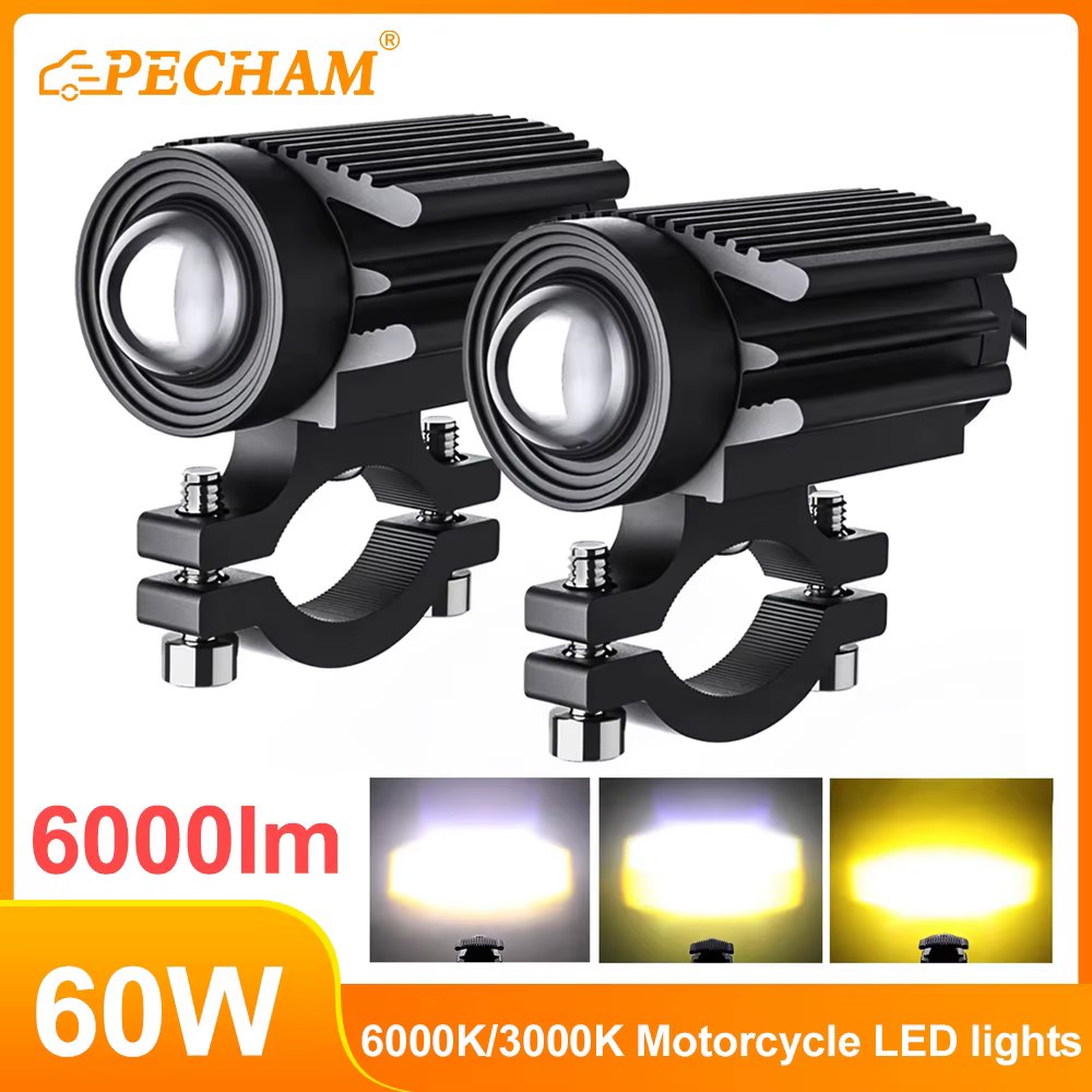 60W Motorcycle light For Motorbike Off-road Front Auxiliary 6000lm 6000k/3000k Super Bright Mini Driving Led Lights Headlight