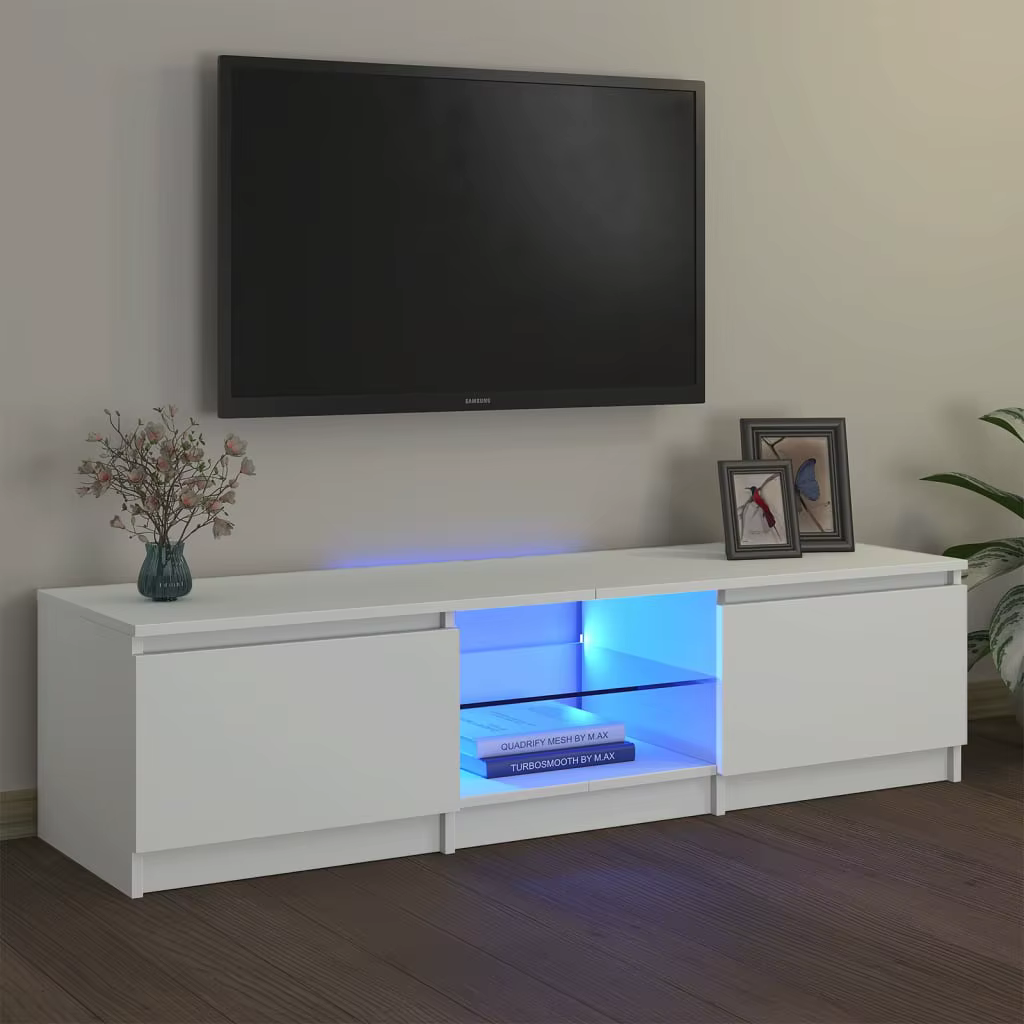 TV-Schrank mit LED-Leuchten Wei? 140x40x35,5 cm