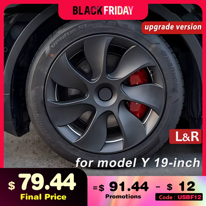 4PCS Hub Cap Original Car Replacement Wheel Cap 19-Inch Automobile Hubcap Full Rim Cover Accessories for Tesla Model Y 2018-2024