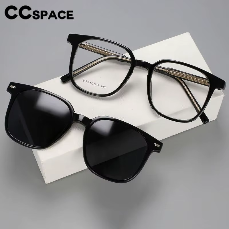 56532 Fashion Anti Blue Light Square Glasses Frames Polarized Sunglasses Magnetic Clip Women Computer Eyeglasses