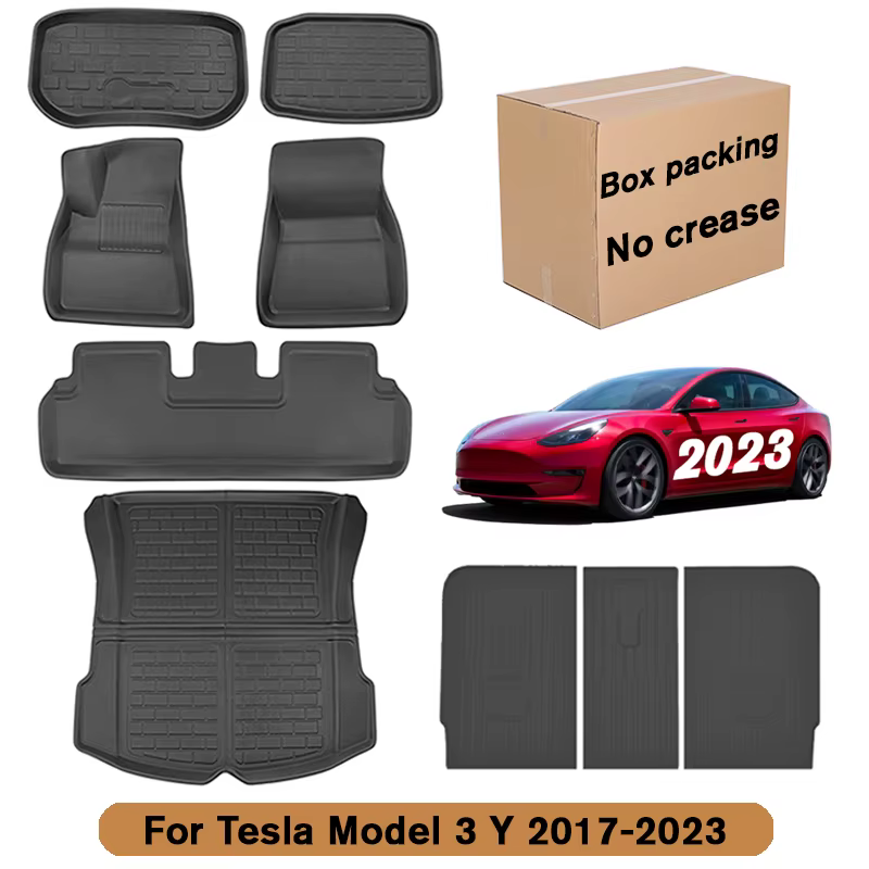 Floor Mats Trunk Mat For Tesla Model 3 Y 2024 to 2017 Left Right Driving RHD LHD All Weather Season Floor Liners Car Accessories
