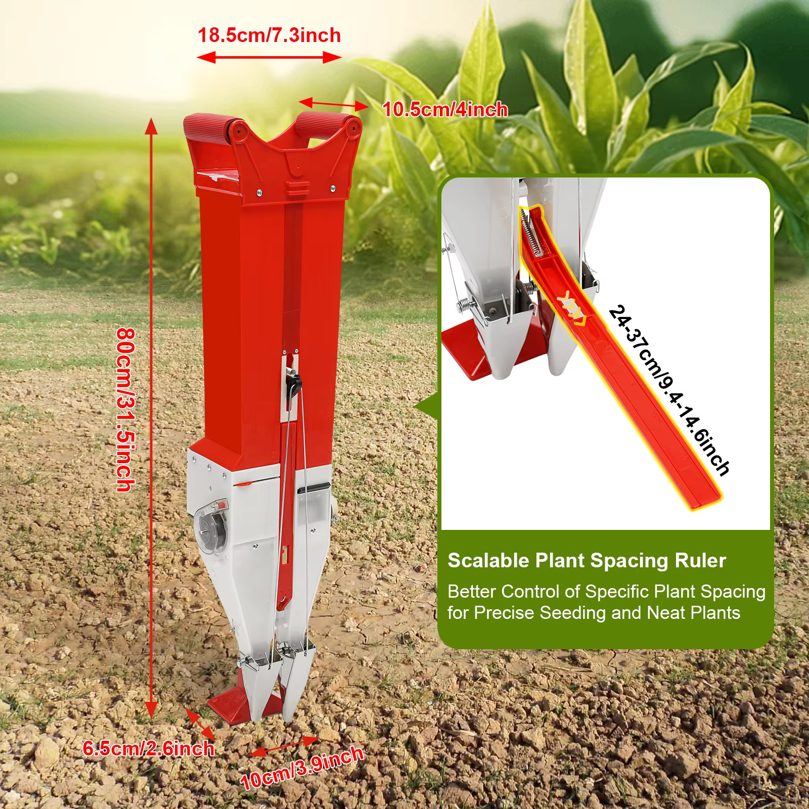1-3 Seeds Adjustable Double-Cylinder Seeding&Fertilizing Machine Kit Handheld Standing Seeder with 5 Molds