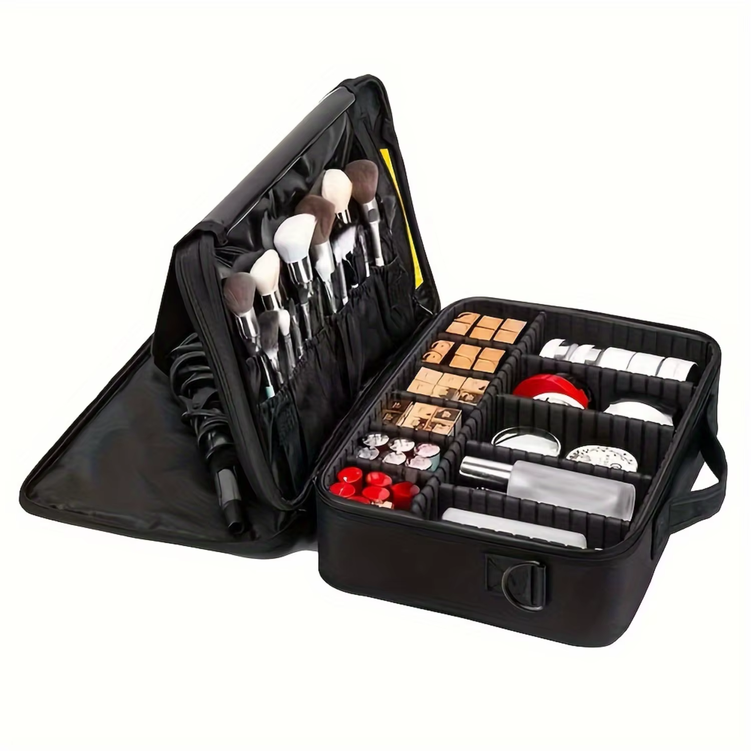 3-Layer Travel Makeup Bag With Dividers, Professional Cosmetic Train  Case Organizer For Cosmetic Brushes Tools, Jewelry Accesso