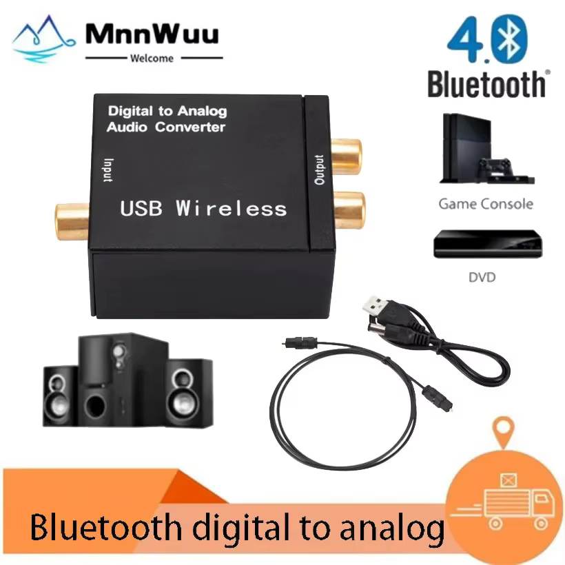MnnWuu DAC Digital To Analog Audio Converter Support Bluetooth Optical Fiber Toslink Coaxial Signal To RCA R/L Audio Decode