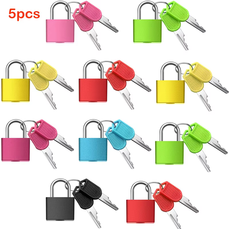 5PCS 22mm Small Mini Strong Steel Padlock Travel Suitcase Diary Lock With 2 Keys Colored plastic case padlock Decoration