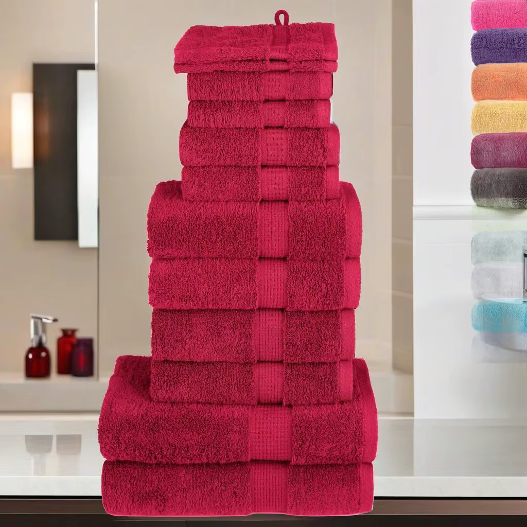 12-Piece SOLUND Red Towel Set - Premium 600 GSM Soft & Absorbent Towels