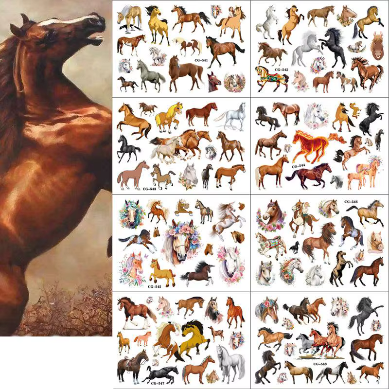 1Pcs Horse Fake Temporary Tattoos for Kids Birthday Party Supplies Favors Cute Horse Tattoos Stickers Decoration
