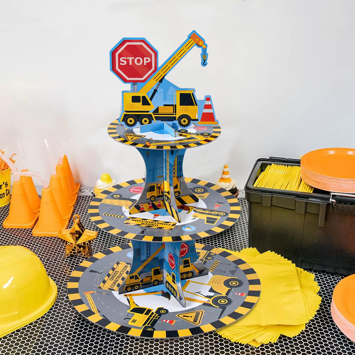 Excavator Cake Stand Construction Party Decorations Truck Tractor Party Birthday Decor Boy Construction Birthday Party Supplies