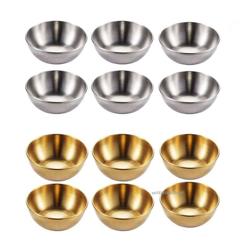 2/4/6pcs Stainless Steel Small Sauce Dishes Seasoning Serving Tray Spice Plates Set Soy Sauce Dish Specialty Tableware