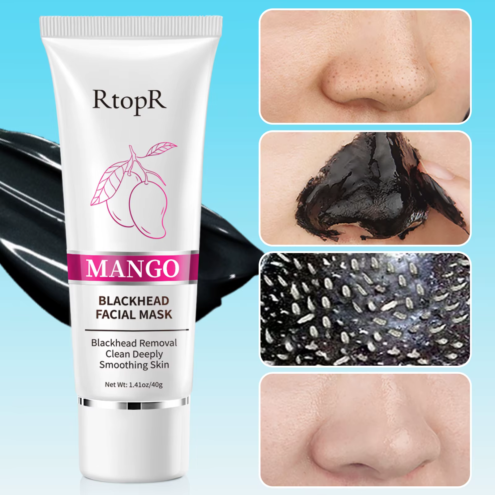 RtopR Mango Blackhead Remover Nose Pack Facial Cleansing Shrink Firming Pore AcneSkin Care Treatment Strip Mask Whitening Cream