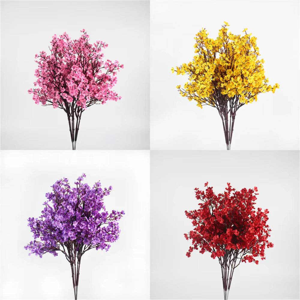 Cherry Blossoms Artificial Flowers Baby's Breath Gypsophila Fake Flowers DIY Wedding Decoration Home Bouquet Faux Flowers Br
