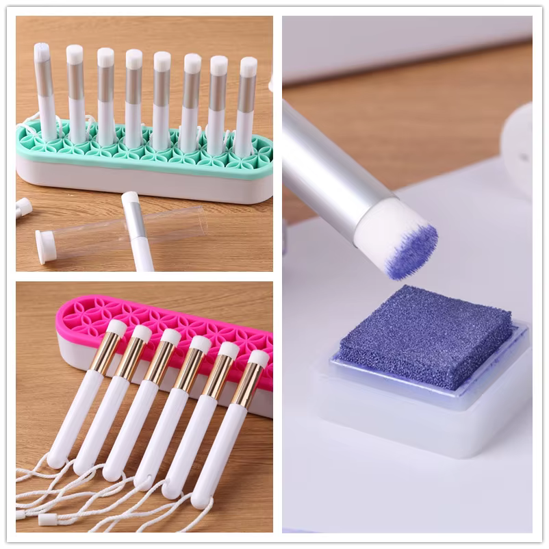 10pcs/set Mini Blending Brush Set Smooth Blending Ink Painting Small Brushes Hand Tools for Blending Colors Paper Cards Making