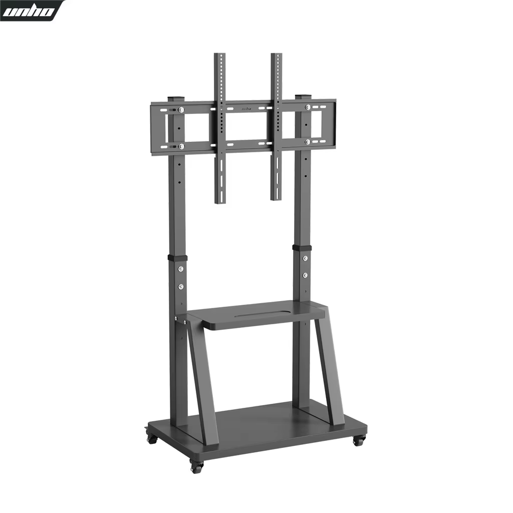 Portable Mobile Floor TV Stand Mount Bracket Stable TV Trolley with 2 Tier Shelves Height Adjustable