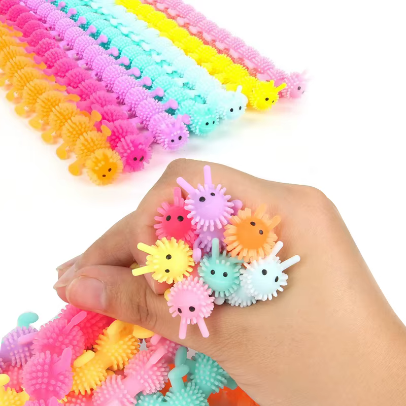 12 Pcs Caterpillar Stretchy String Bracelet Fidget Toys for Kids Birthday Party Favors Christmas Gifts Goodie Bag Filler Prize