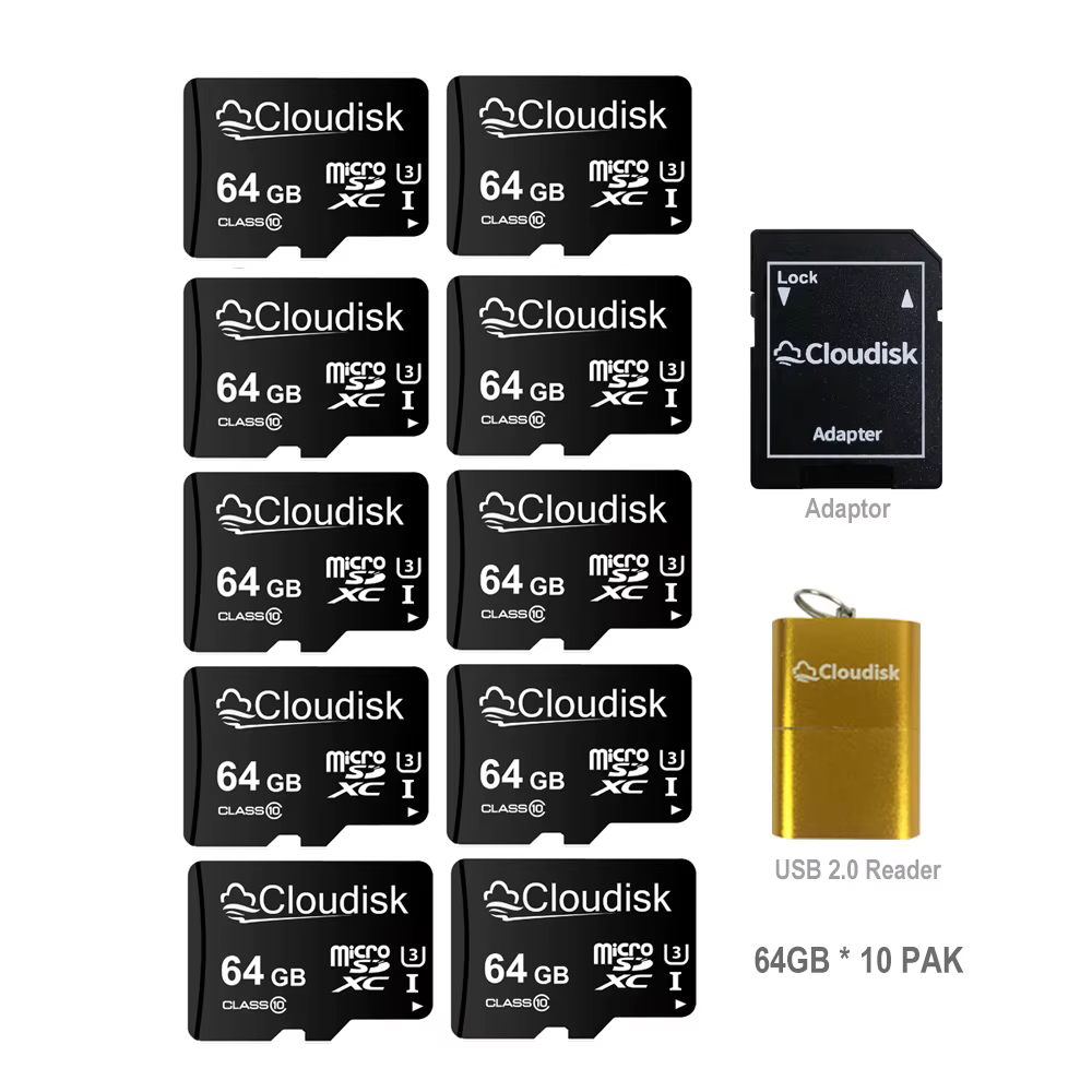 Cloudisk 10Pack Micro SD Card Memory Card 128GB 64GB 32GB 16GB 8GB C10 A1 TF Card MicroSD With Read SD Adapter Free Gifts