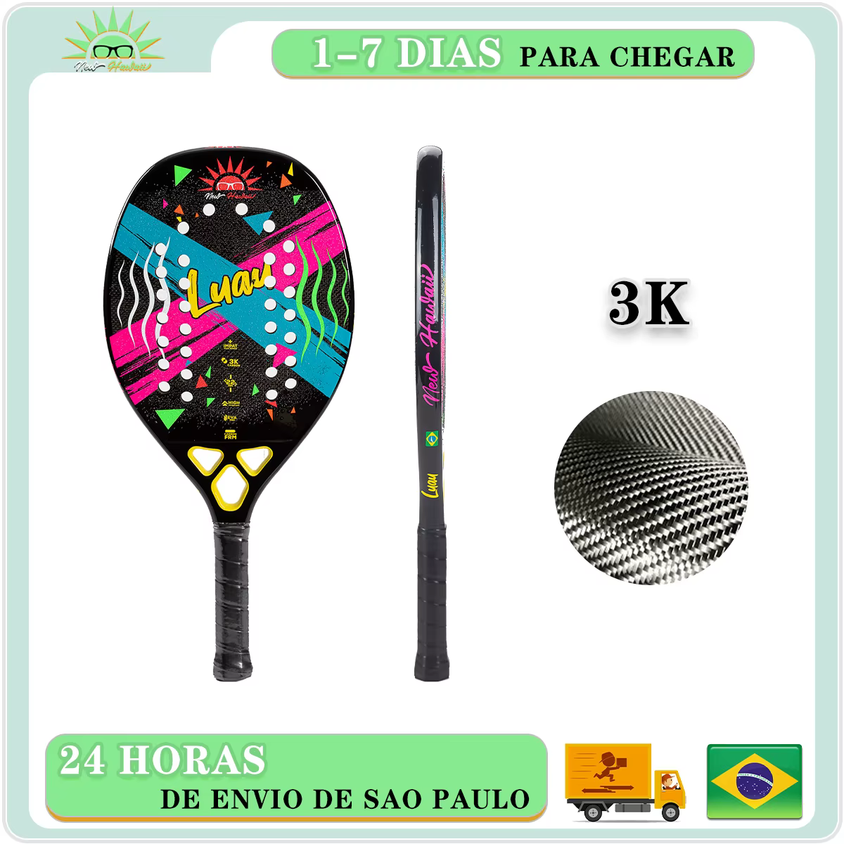 NEW3K02 Carbon Fiber 100% 3K Beach Tennis Racket