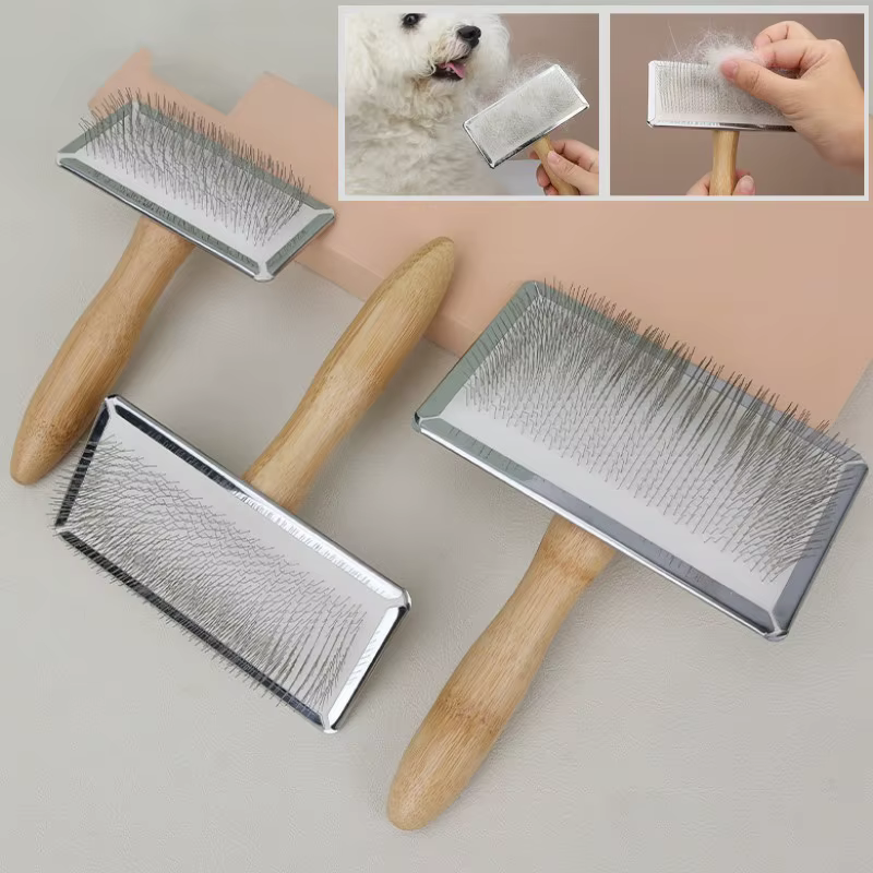 Dog Comb Bamboo Dog Brush Pet Hair Remover Dogs Grooming Massage Cat Brush Combs For Cats Wooden Handle Dogs Comb Pet Supplies