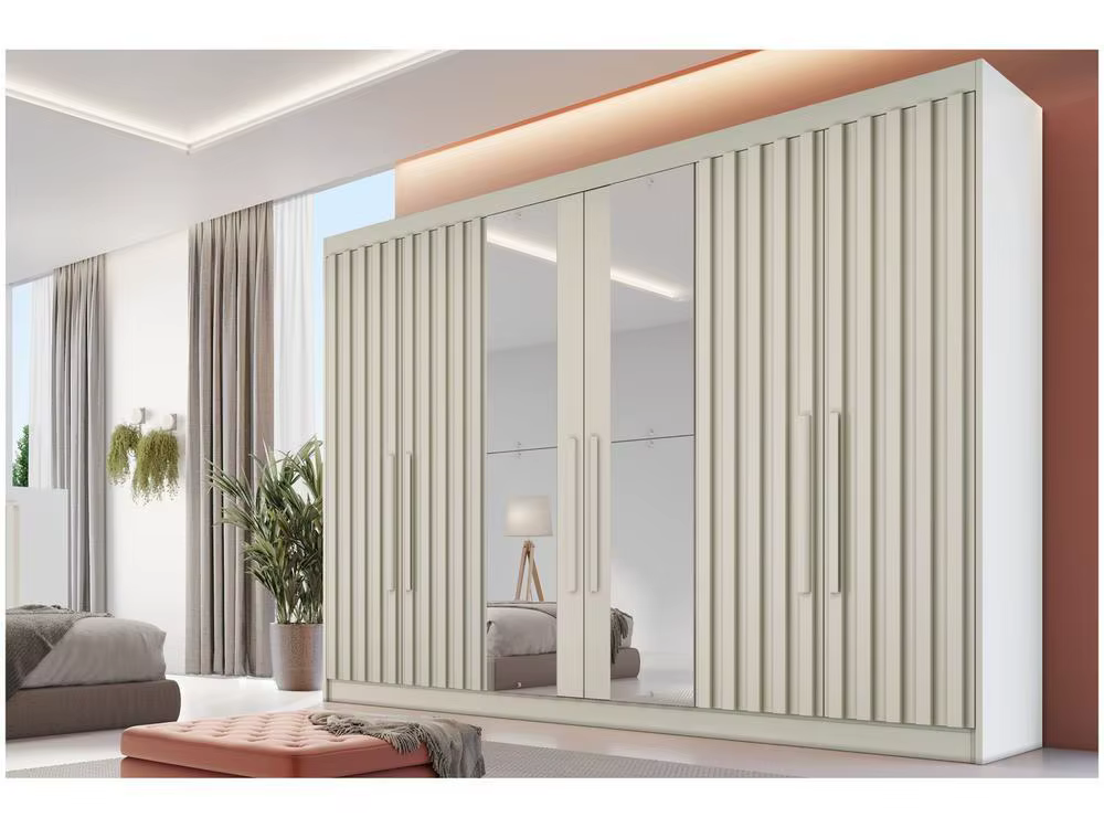 6 Doors 6 Doors Double Cabinet with Mirror 6 Drawers Furniture Europe Ripped Powerful