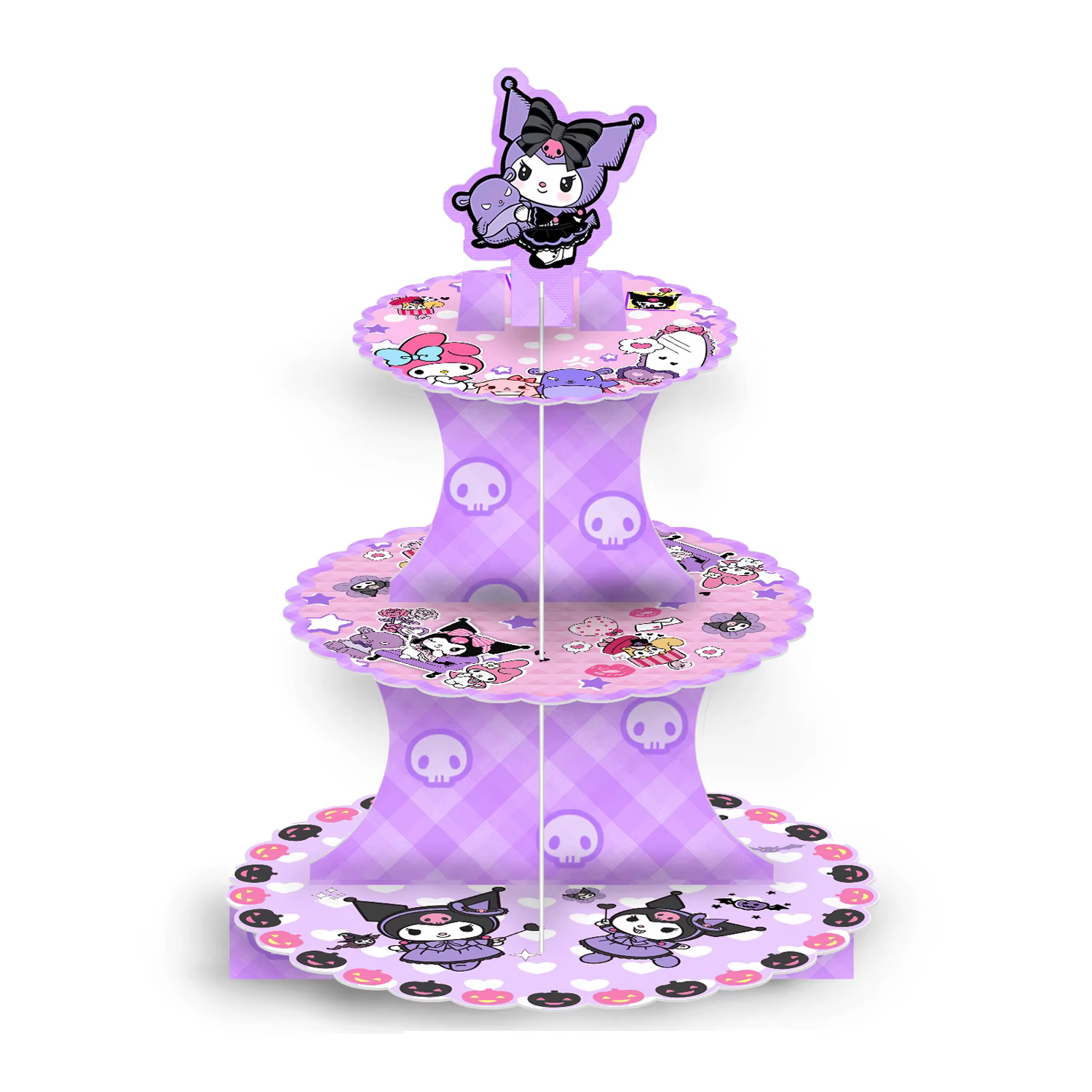 3 Layers Cake Stand Cartoon Cupcake Rack Dessert Tray Kuromi Party Decorations Cake Showcase Tower Party Birthday Anniversary