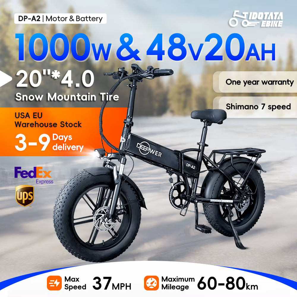 IDOTATA Electric Bike for Adults, 20inch Electric Mountain Bicycle with Removable Battery, 750W 48V Motor, 7 speeds 20MPH Ebike