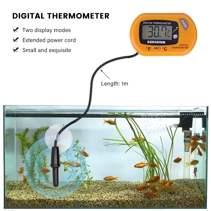 Fish Tank Thermometer Waterproof Lcd Screen Digital Aquarium Sensor with Probe Aquarium Temp Detector Fish Pet Supplies