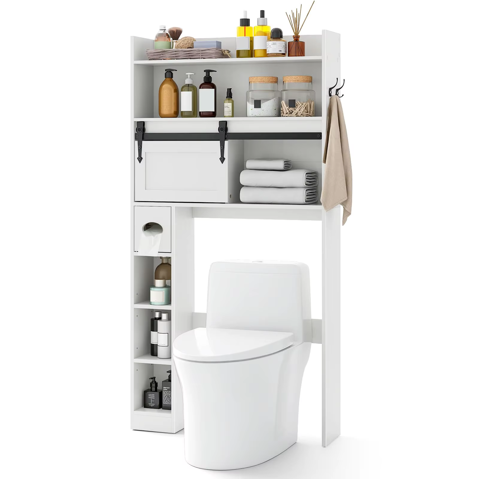 ERGOMASTER Over The Toilet Storage Cabinet Bathroom Organizer Toilet Rack-White