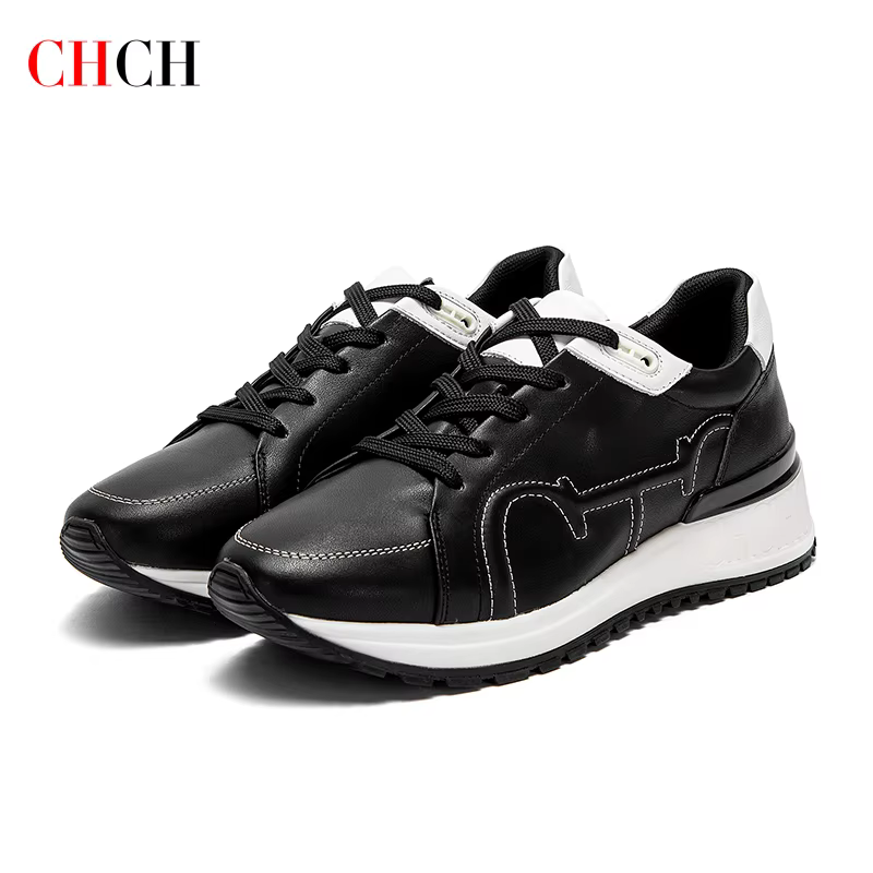 CHCH Women's Casual Shoes 2025 New High Quality Cow Leather Material Women's Simple Strap Flat Shoes