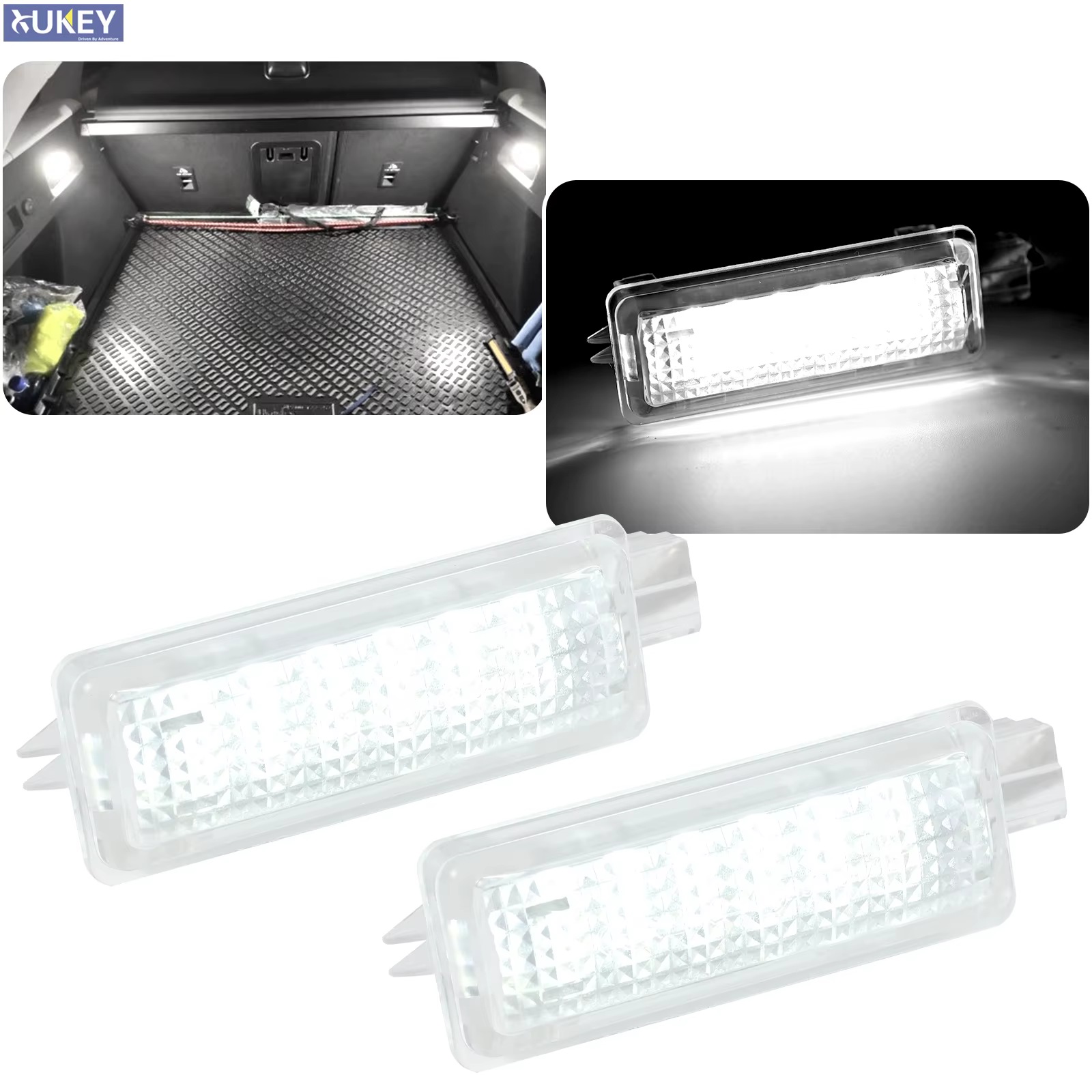 2x LED Canbus Trunk Luggage Compartment Interior Led Lights For Ford Focus Kuga 2013-Up DC12V 6000k Bright White Error Free Lamp
