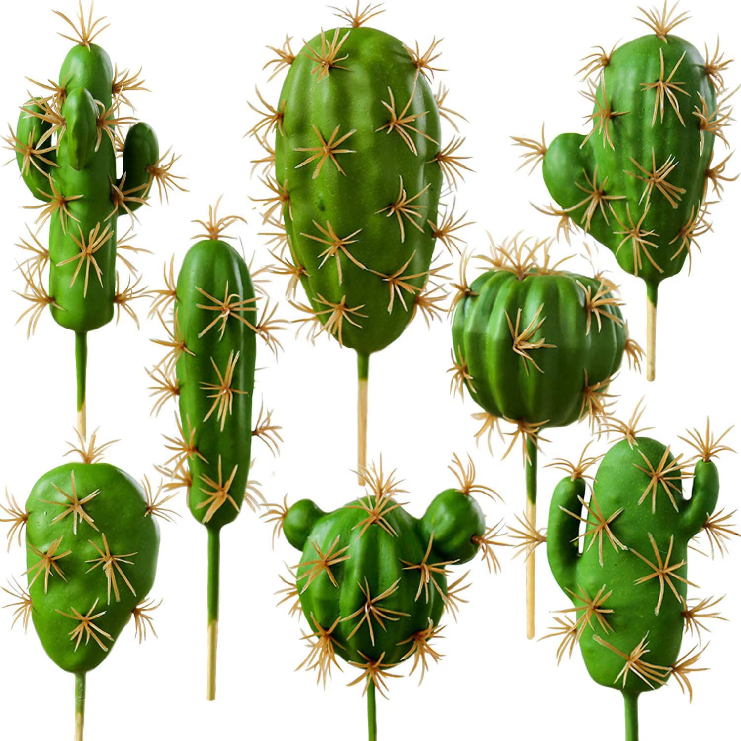 8 PCS Artificial Cactus Decor Faux Plant Fake Succulents Plants Unpotted Indoor Home Décor Fake Cactus Stems DIY Decorations