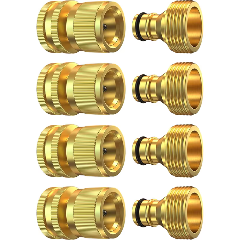 Brass Heavy Duty Water Hose Quick Connect Fittings Quick Release Hose Connector, Fit for 3/4" Gardening Hoses