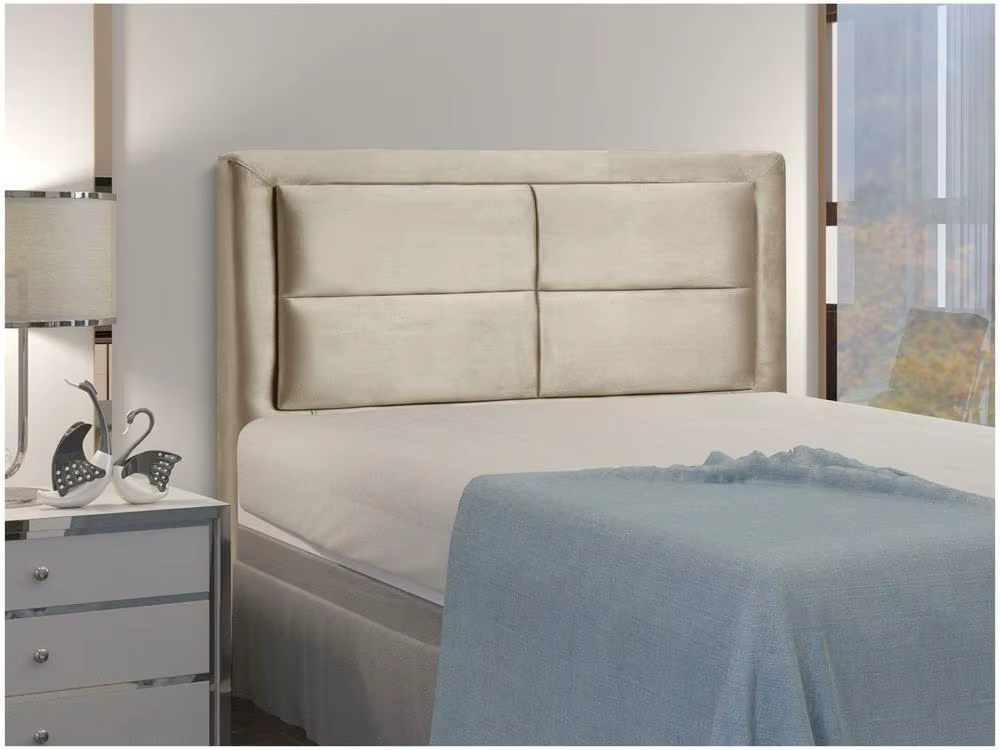Bedside Couple Upholstered Dubuê Movelaria Estoril Velvet Beige