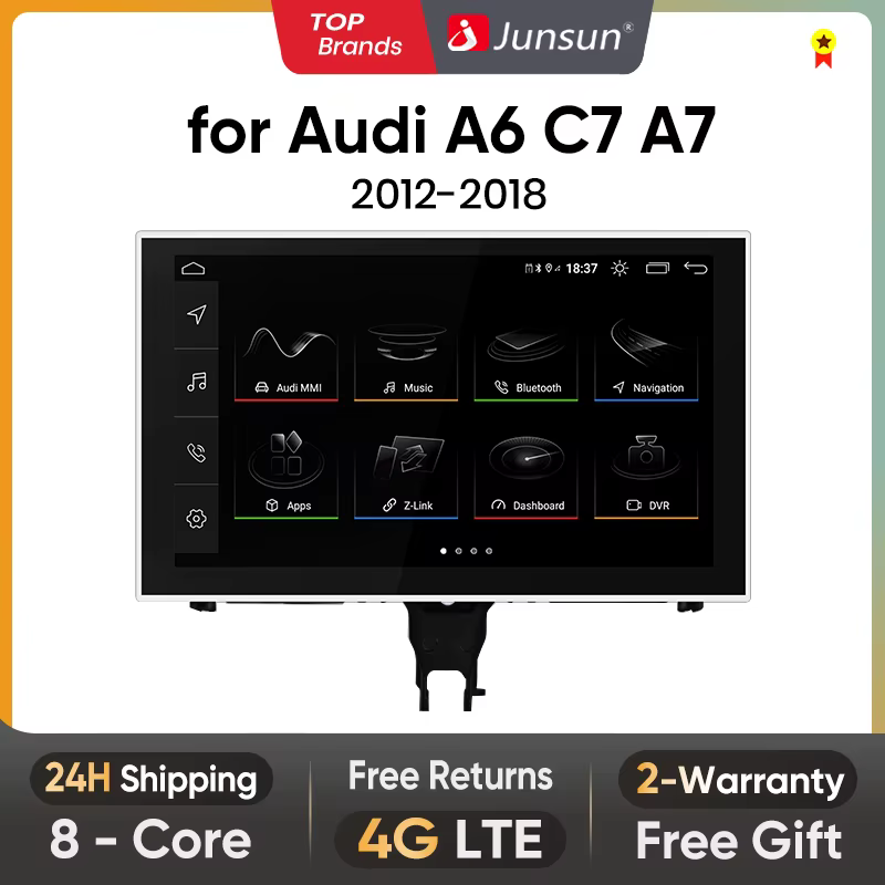 Junsun 9 inch Wireless CarPlay Andorid Auto Car Radio For Audi A6 C7 A7 2012 2013 2014 2015 2016 2017 2018 4G WiFi GPS