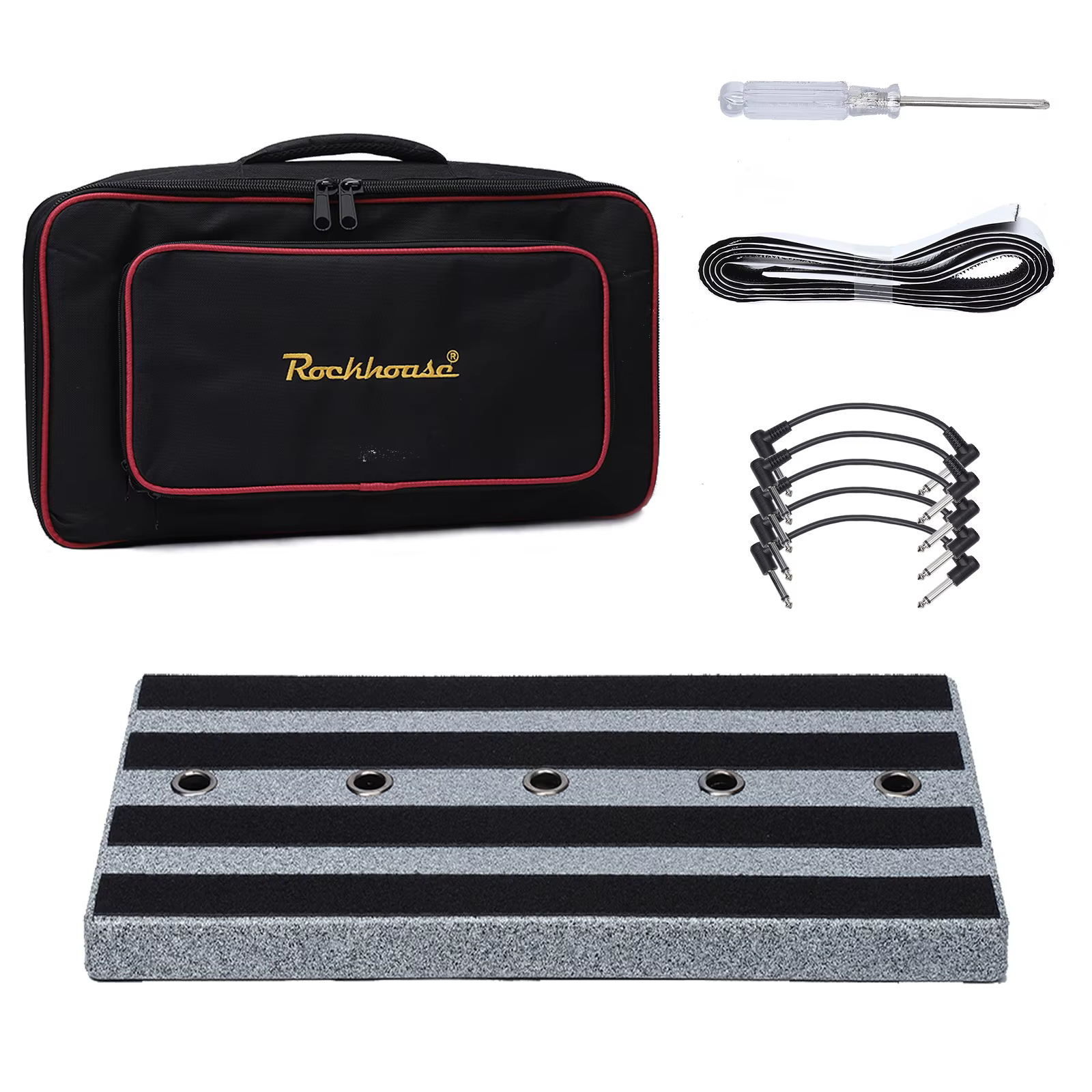 Guitar Pedal Board Large Capacity Pedalboard with Built-in Power Supply Room Carry Bag Mounting Tape 19.7''x 10.6''x5.1" 2B Set