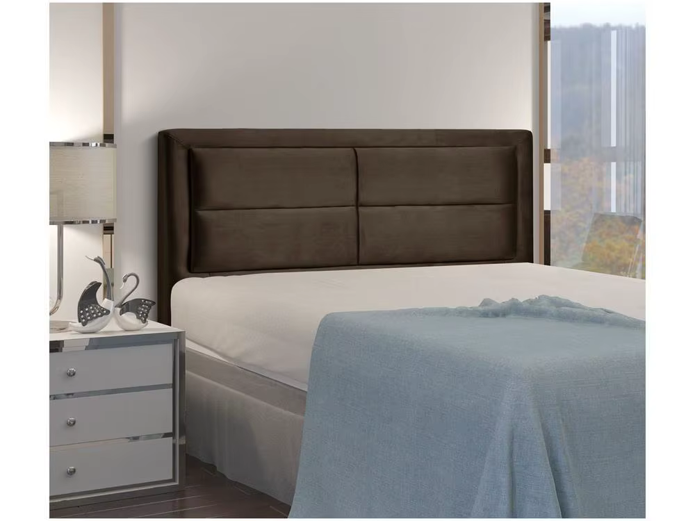 Queen Headboard Upholstered Dobuê Movelaria Estoril Velvet Cocoa