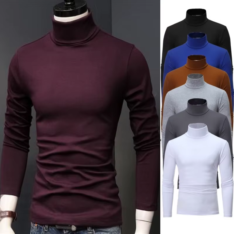 2023 new Man Thermal Turtleneck Casual Sleepwear Shirt S-2XL Sleeve Long Slim Coat 5colors Basic Sweater Bottom Winter