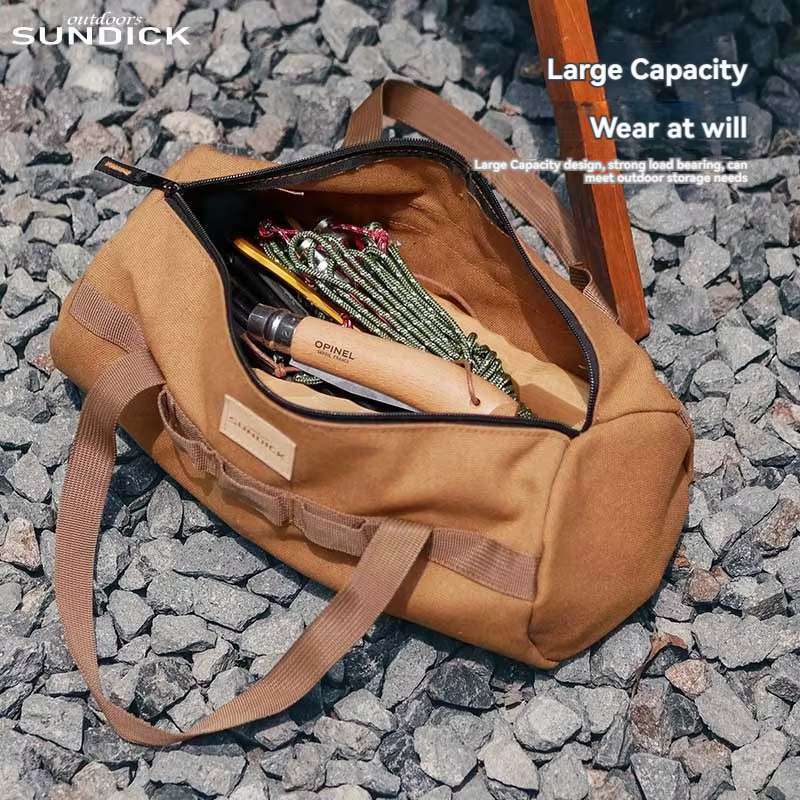 SUNDICK Portable Camping Tent Pegs Bag Cylindrical Stakes Storage Backpack Outdoor Gear Organizer Tool Kit